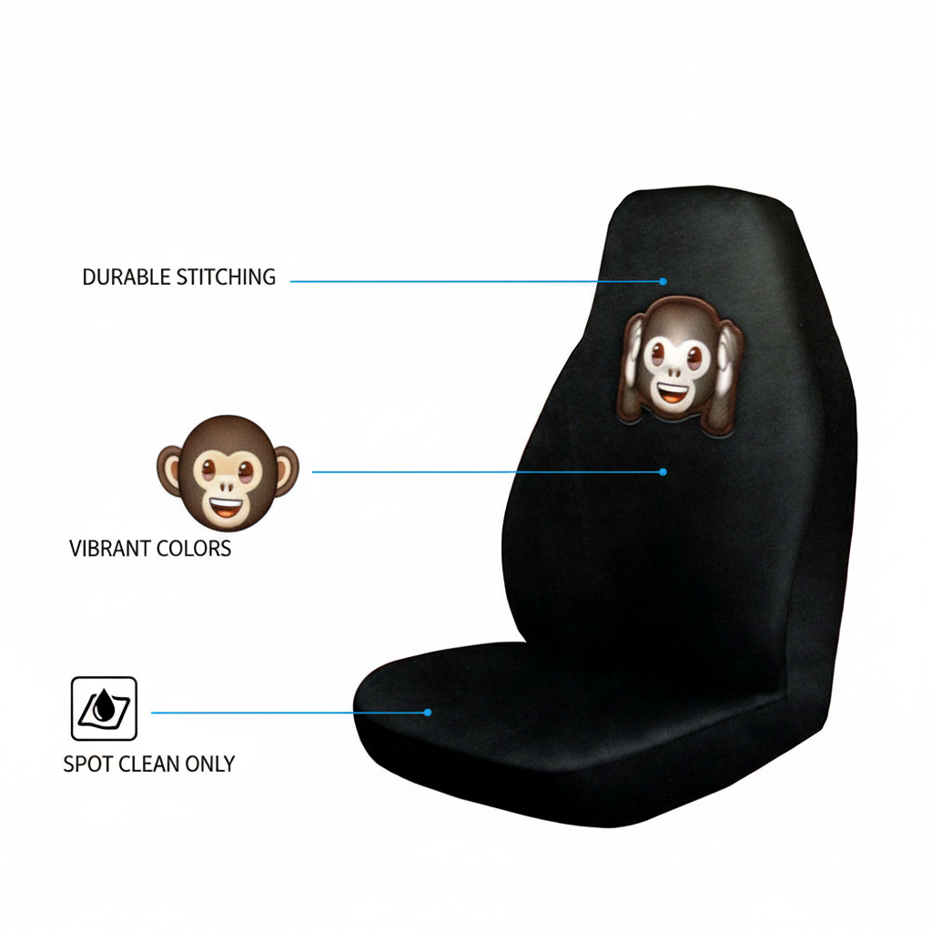 Pair of Emoji Car Front Seat Covers Monkey Face