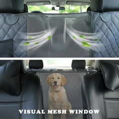 Dog Car Seat Cover with Mesh Window, Waterproof Non‑Slip Scratchproof Hammock with Side Flaps for Cars, Trucks & SUVs