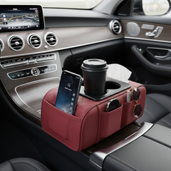 Premium Car Armrest Organizer & Comfort Pad(red)