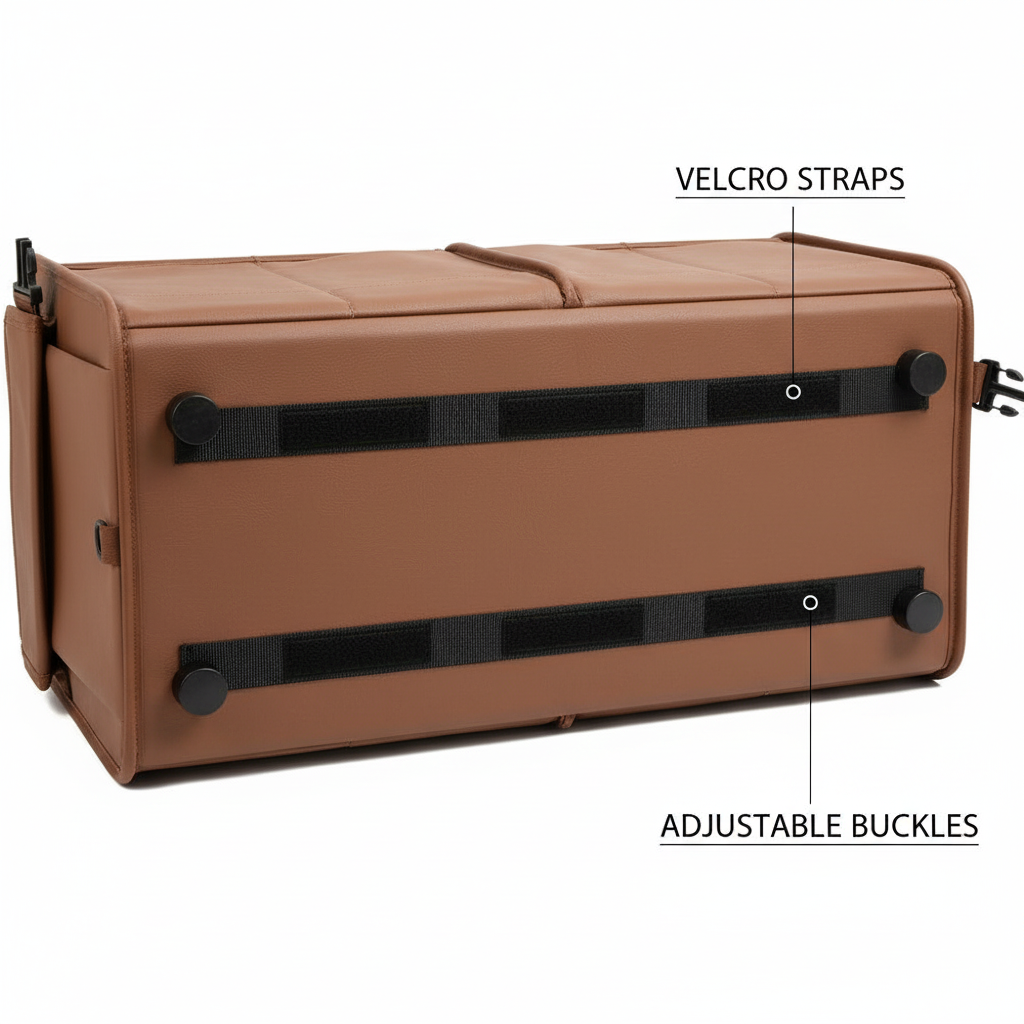 Brown Car Storage Box - Foldable Waterproof Trunk Organizer
