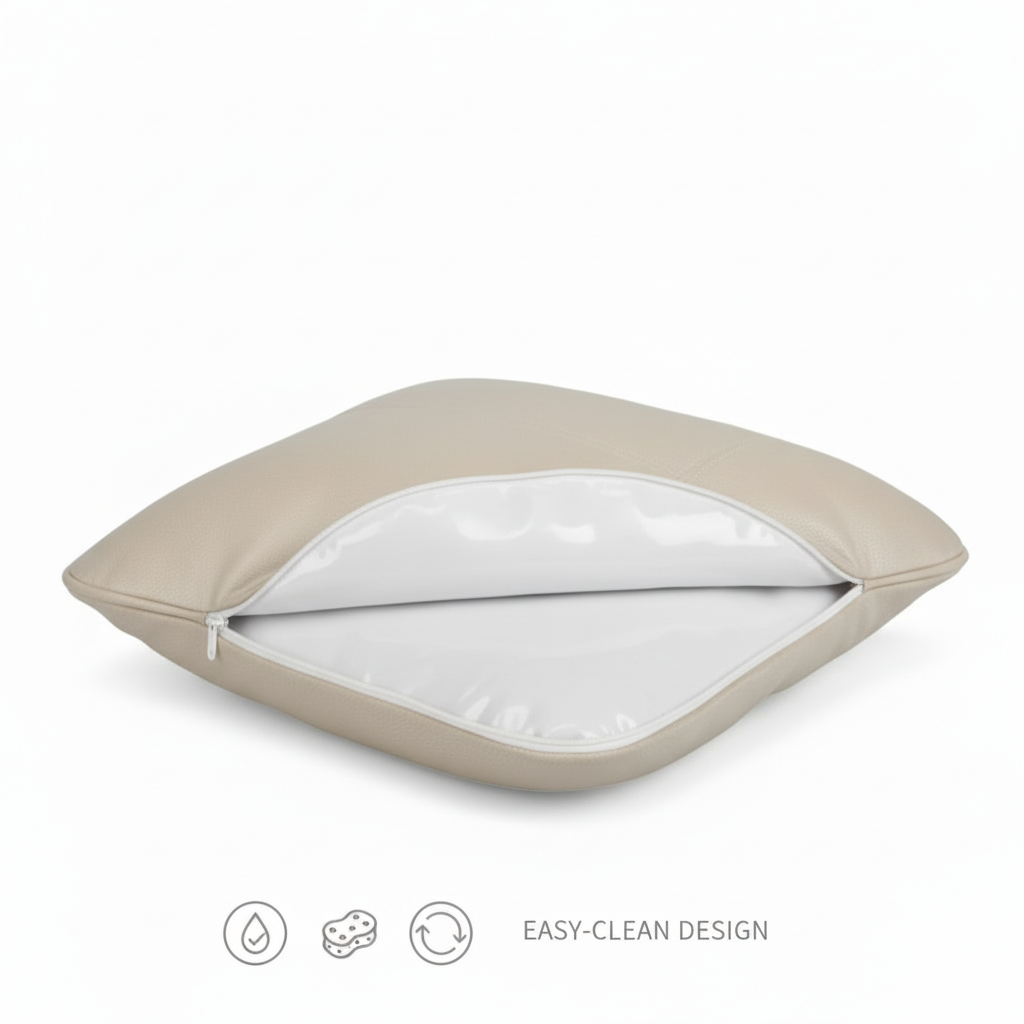 Beige Luxury Eco-Friendly Suede Car Headrest and Lumbar Cushion Set - Ergonomic Support, All-Season Comfort, Adjustable Straps, and Durable Design for Cars, Office, and Home Use