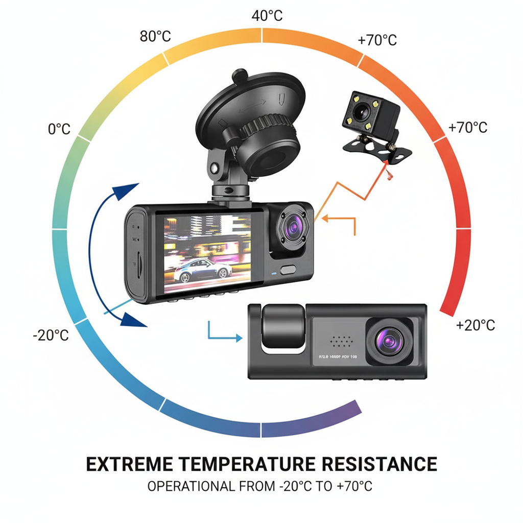 HD Night Vision Car Driving Recorder with 3 Lenses
