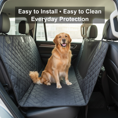Dog Car Seat Cover with Mesh Window, Waterproof Non‑Slip Scratchproof Hammock with Side Flaps for Cars, Trucks & SUVs