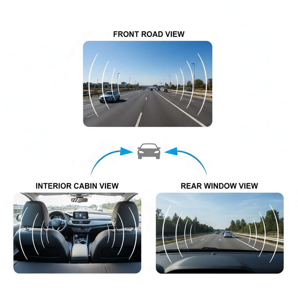 HD Night Vision Car Driving Recorder with 3 Lenses