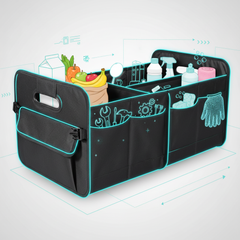 Black Car Storage Box - Foldable Waterproof Trunk Organizer