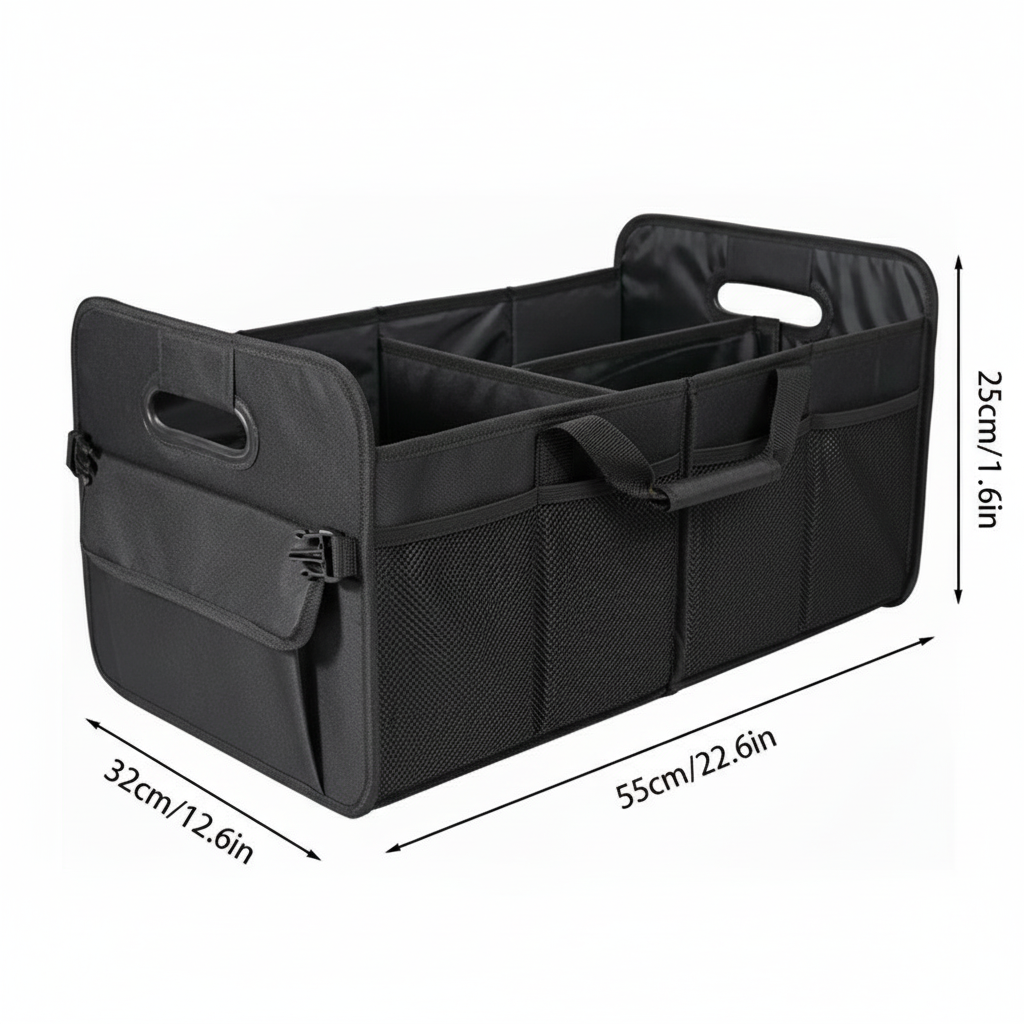 Black Car Storage Box - Foldable Waterproof Trunk Organizer