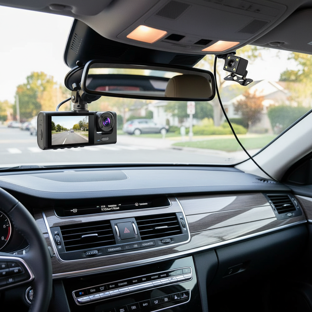 HD Night Vision Car Driving Recorder with 3 Lenses