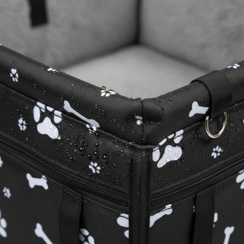 Black bone print Portable Pet Car Seat for Dogs and Cats - Adjustable Car Seat Cover, Pet Travel Car Carrier with Safety Belt
