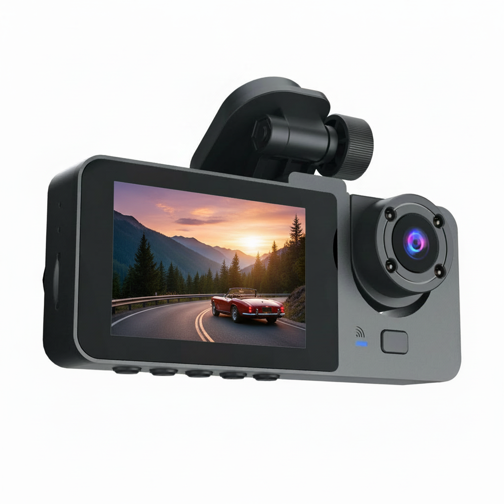 Black A2 Triple Lens Car Dash Camera Recorder