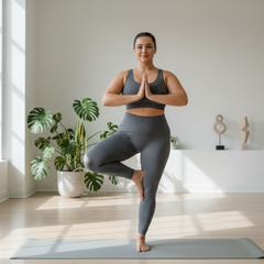 Powertrain Dual Layer 6mm Yoga Mat | Slate Grey | Non-slip Surface And Carry Strap For Ultimate Comfort And Portability