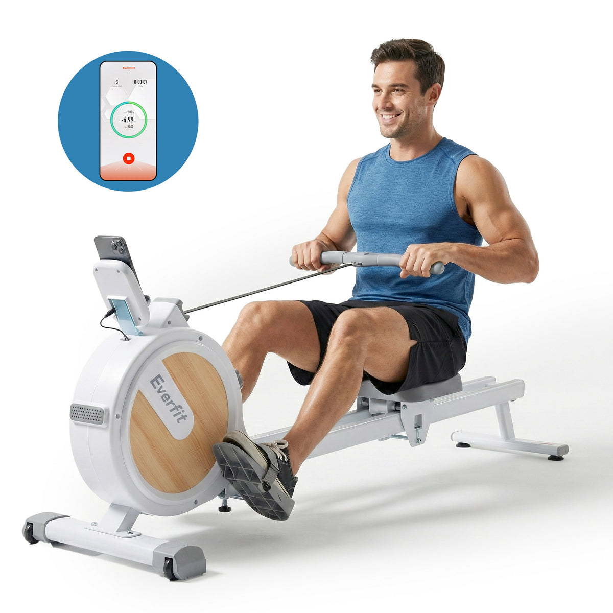 Magnetic Rowing Machine | Home Gym Cardio with 16 Resistance Levels, Bluetooth & Scandinavian Design