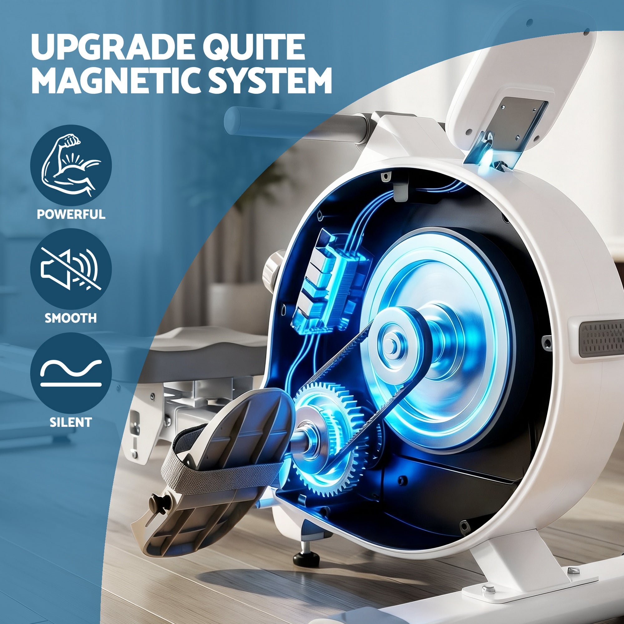 Magnetic Rowing Machine | Home Gym Cardio with 16 Resistance Levels, Bluetooth & Scandinavian Design