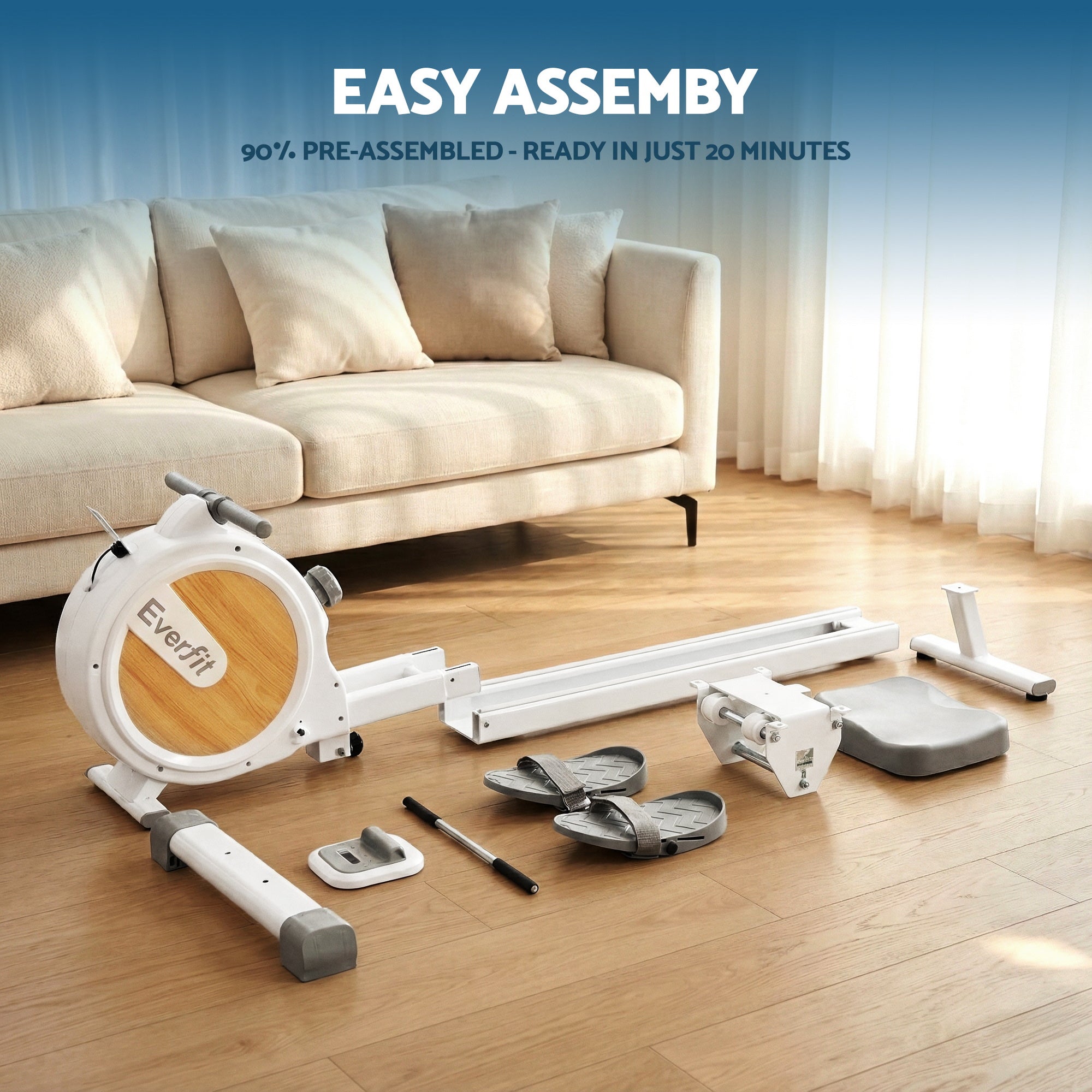 Magnetic Rowing Machine | Home Gym Cardio with 16 Resistance Levels, Bluetooth & Scandinavian Design