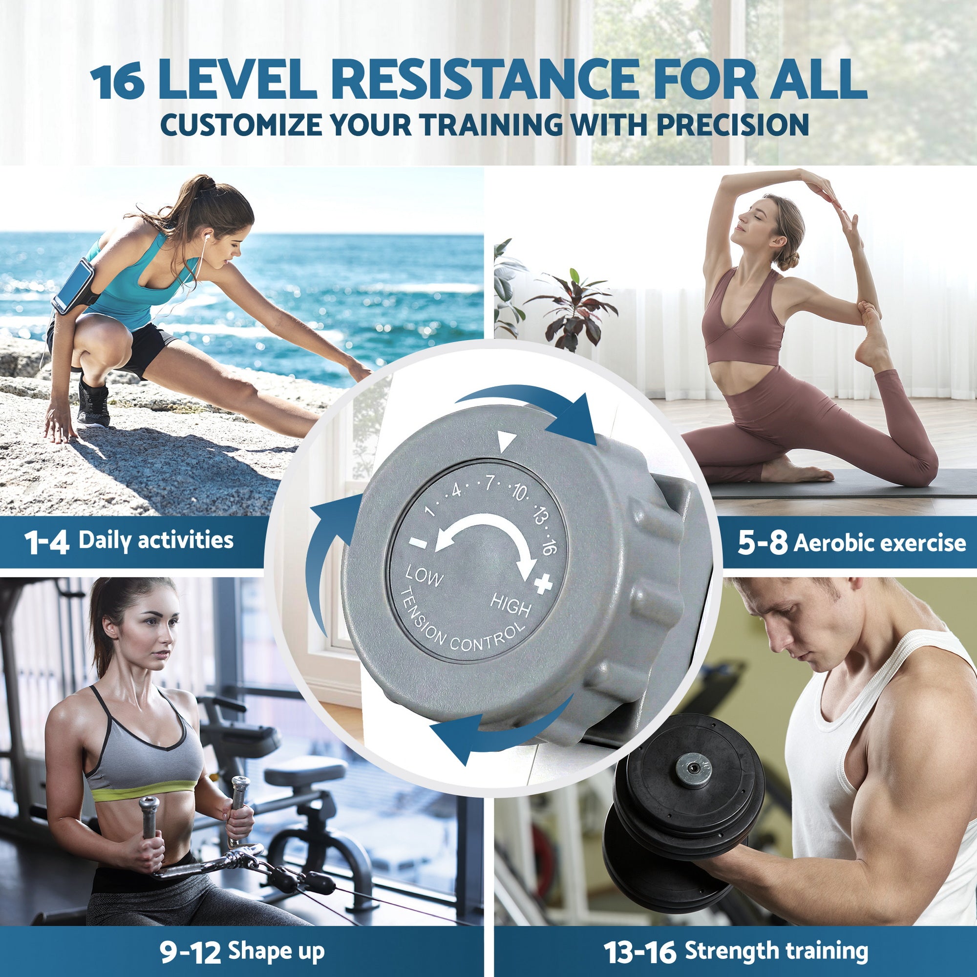 Magnetic Rowing Machine | Home Gym Cardio with 16 Resistance Levels, Bluetooth & Scandinavian Design