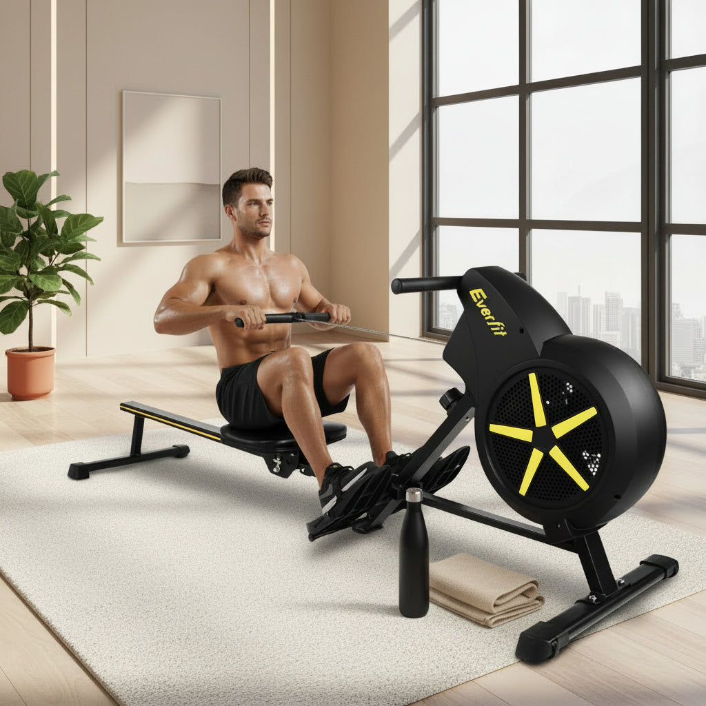 Air Rowing Machine | 8 Resistance Levels, 150kg Capacity & Whisper-Quiet | Home Gym Cardio