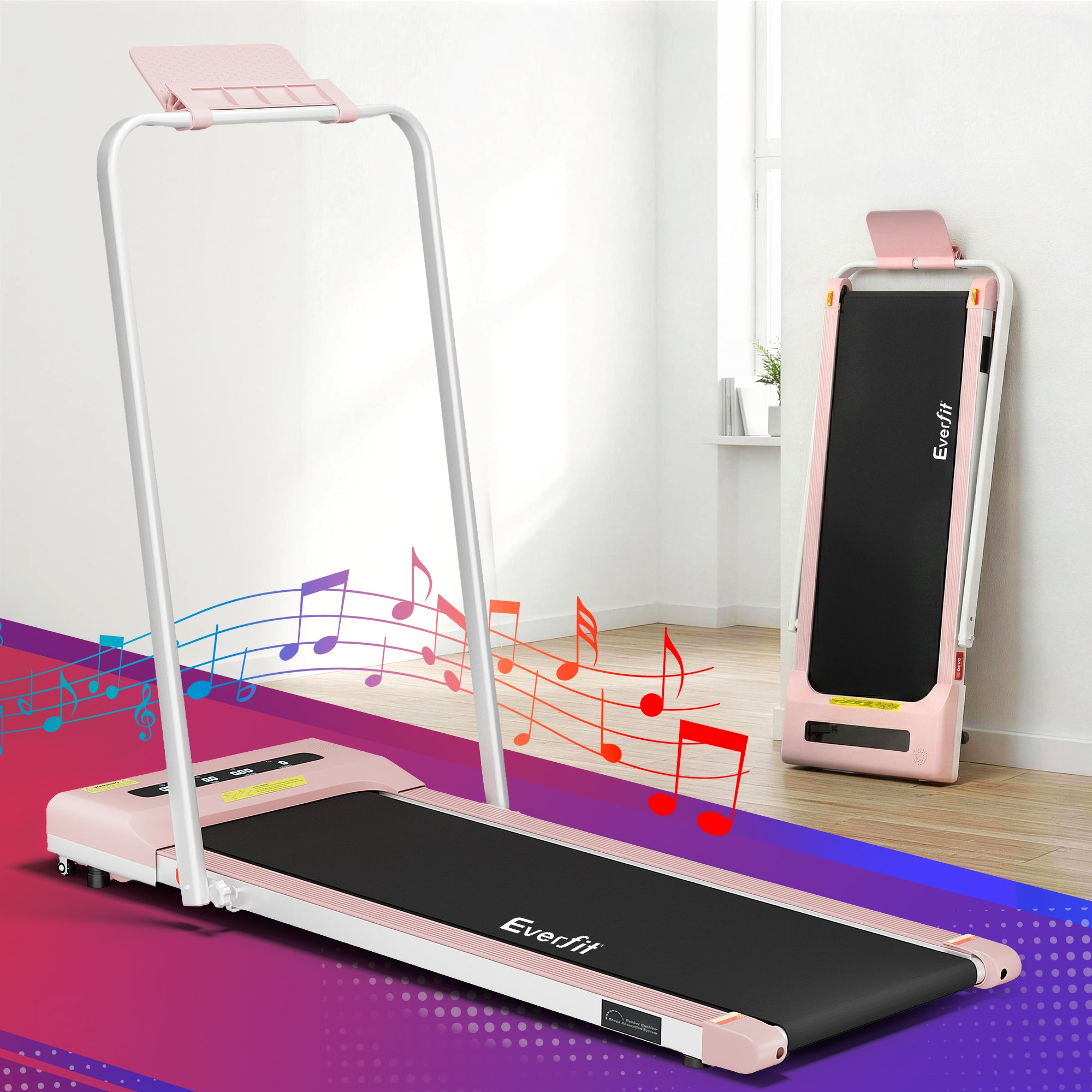 Everfit Treadmill Electric Walking Pad Under Desk Home Gym Fitness 380mm Pink
