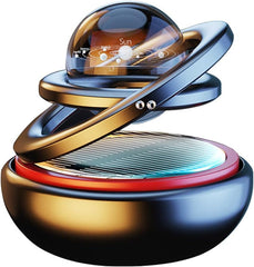 Black Solar-Powered Rotating Car Air Freshener: Space-Themed Dashboard Decor with Ocean Scent & 16 Cologne Pads