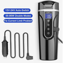 Car Kettle, 12V/24V Car Electric Kettle Heated Water Cup For Car/Truck/Travel, Portable Car Electric Kettle With Lcd