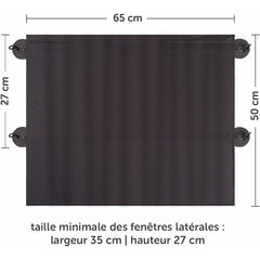 Baby Car Sun Shade 65 X 50 Cm - Car Curtain With Suction Cup - Uv Protection - Ideal For Large Side Windows - Grey (X 2