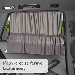 Baby Car Sun Shade 65 X 50 Cm - Car Curtain With Suction Cup - Uv Protection - Ideal For Large Side Windows - Grey (X 2