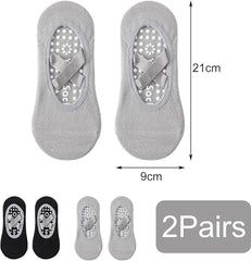 Yoga Socks (2 pairs) - Non-slip socks - Women's non-slip yoga socks - Sizes 35-41 - Women's Pilates socks, non-slip - Fitness non-slip - Suitable for Pilates, Dance, Fitness