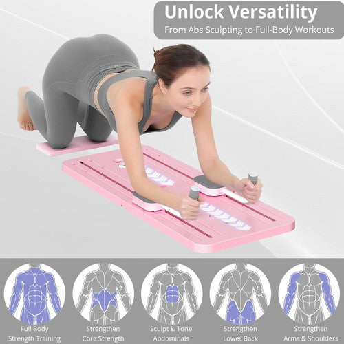 Automatic Rebound Ab Roller Board - Foldable Core Trainer with Resistance Bands & Timer