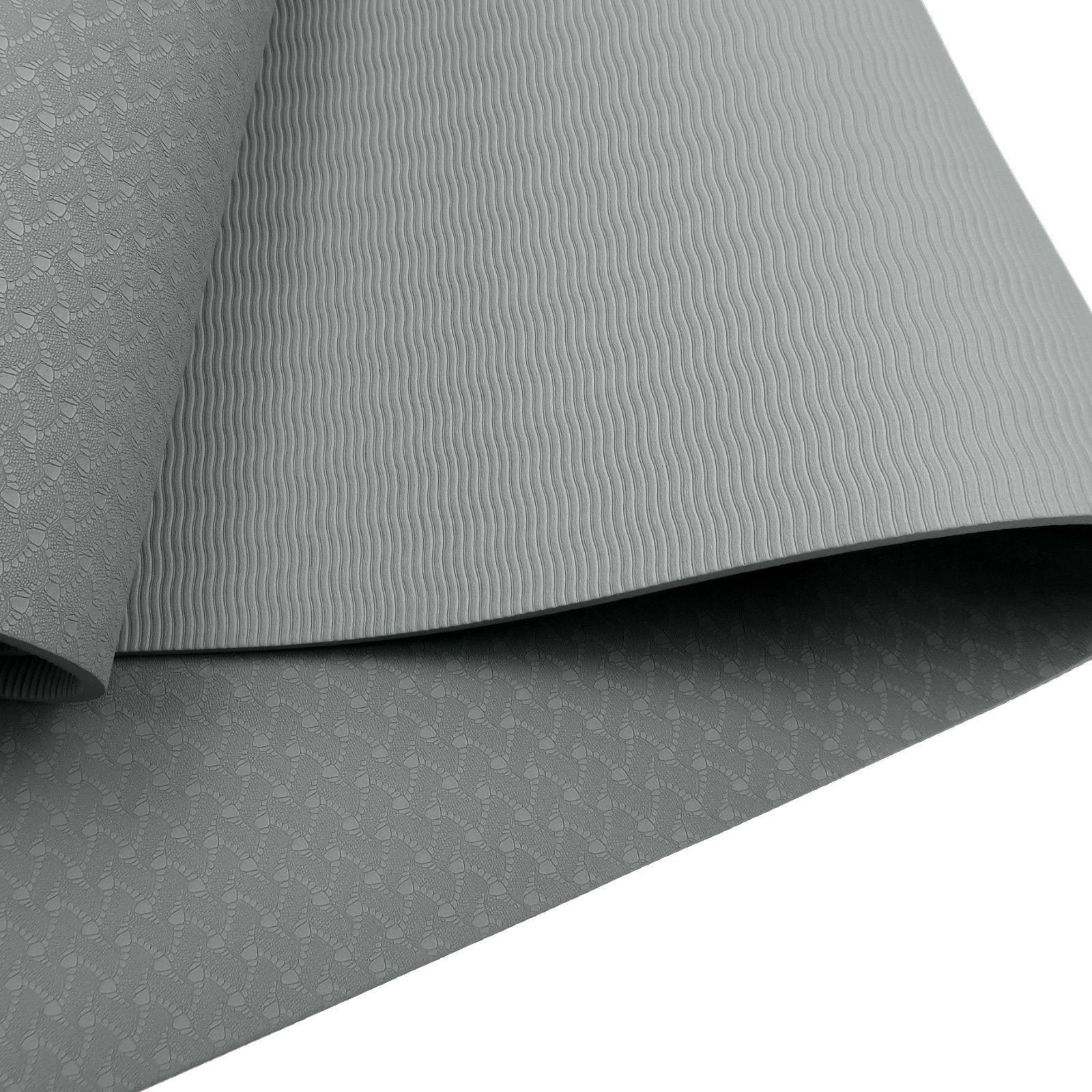 Powertrain Dual Layer 6mm Yoga Mat | Slate Grey | Non-slip Surface And Carry Strap For Ultimate Comfort And Portability