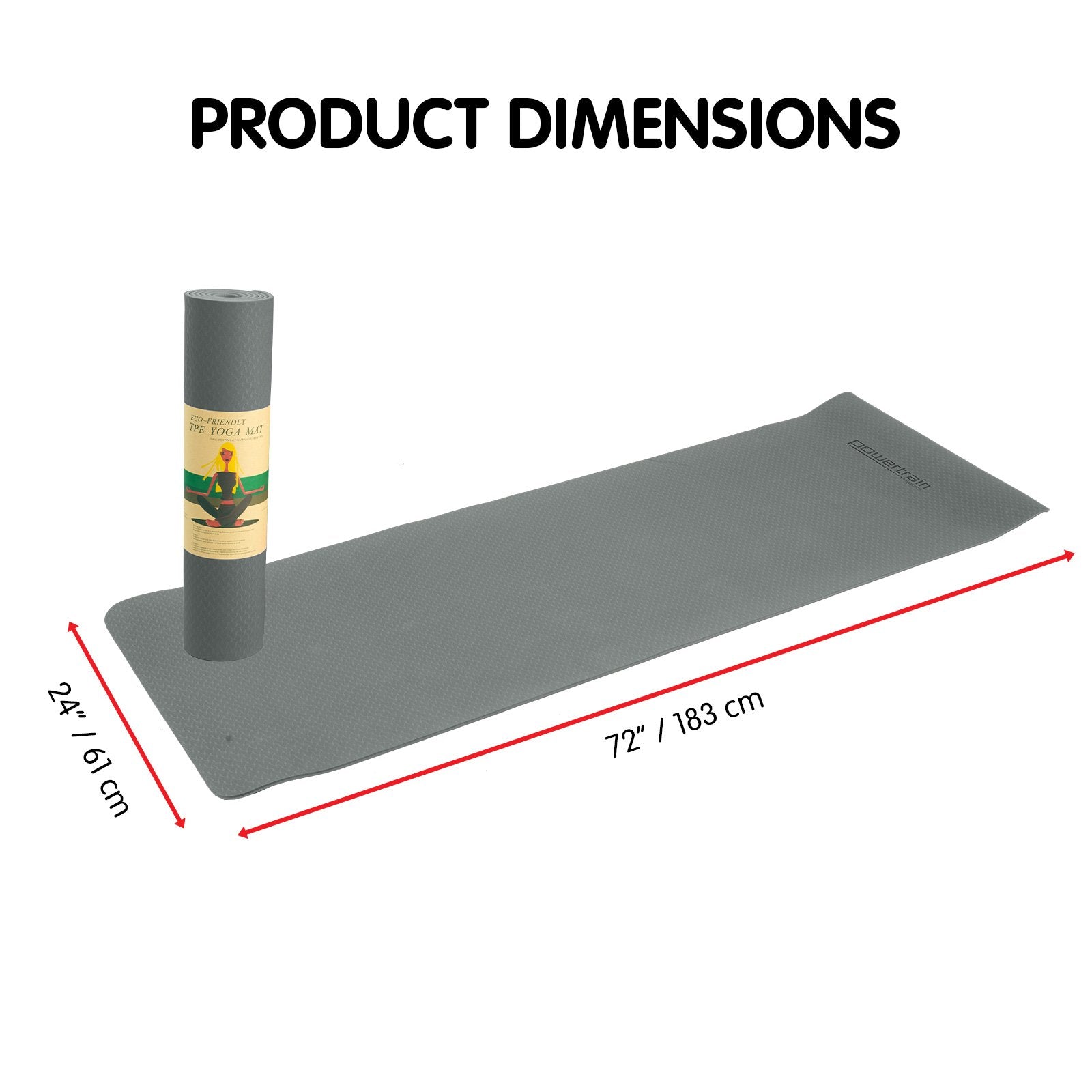 Powertrain Dual Layer 6mm Yoga Mat | Slate Grey | Non-slip Surface And Carry Strap For Ultimate Comfort And Portability