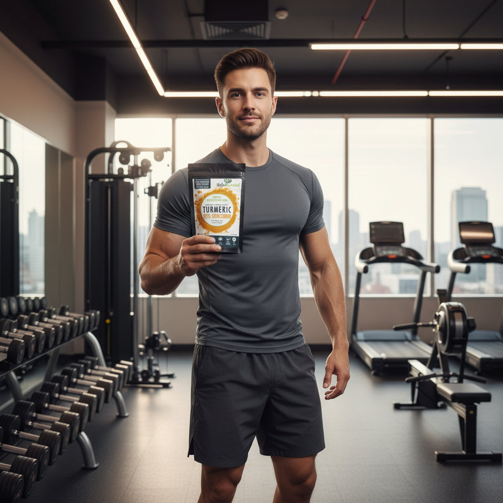 Nutra Nourished Turmeric 95% Curcumin powder packaging on a white background