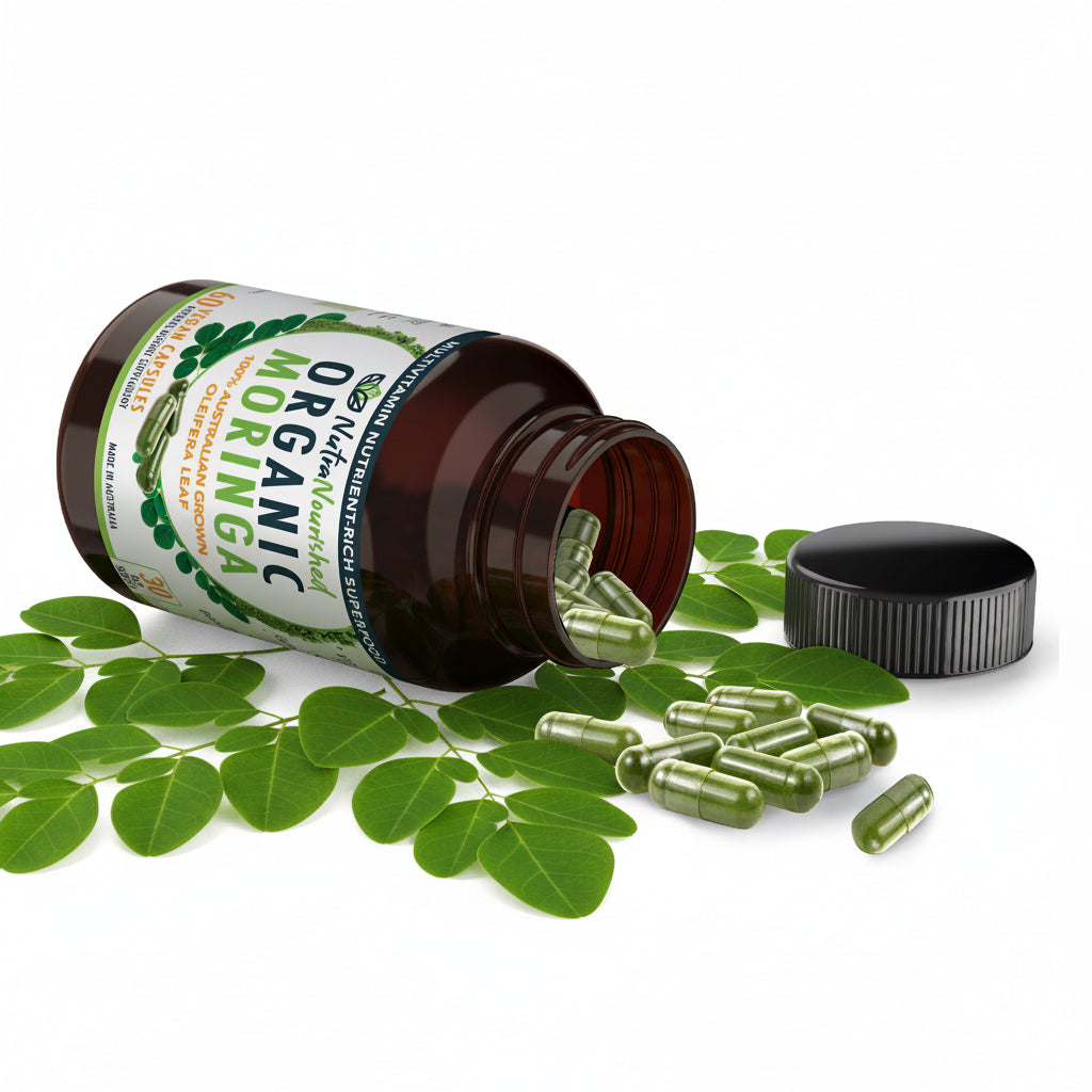 VALUE BUNDLE: Organic Pure Moringa Leaf Capsules - Australian Grown - 2 x 60 Vegan Capsules (2 Months Supply)