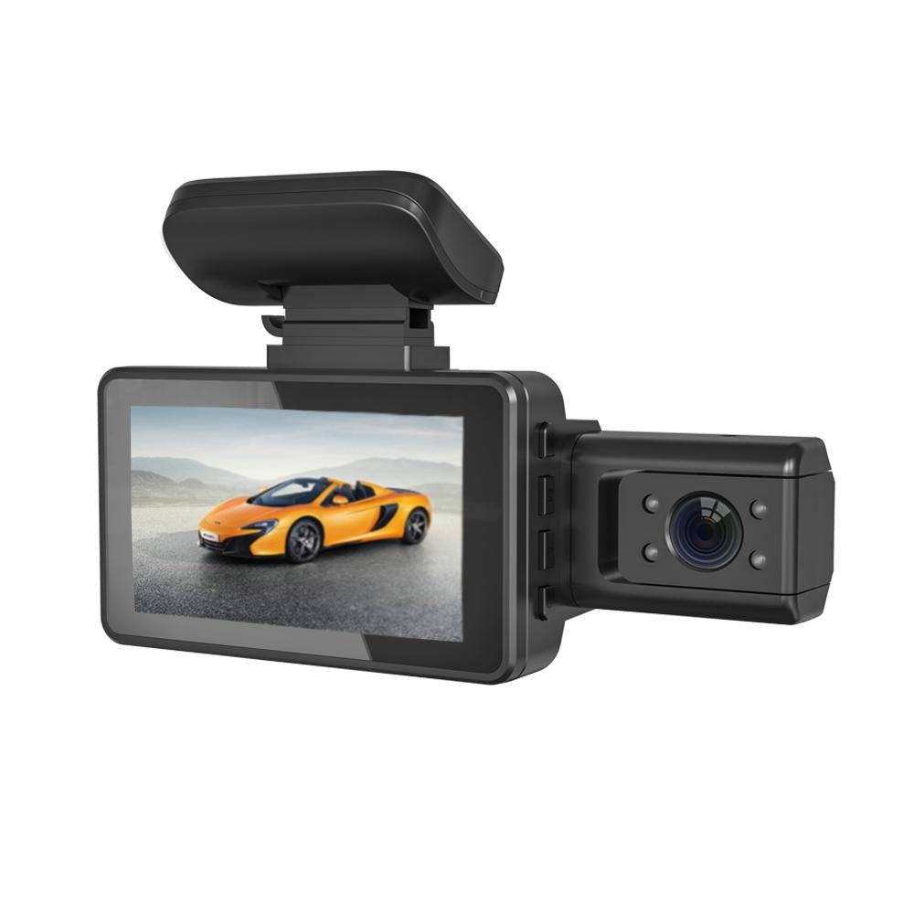 HD Dual Camera Car Recorder – F9 Dash Cam with Infrared Night Vision, 3.0" IPS Screen, 170° Wide Angle
