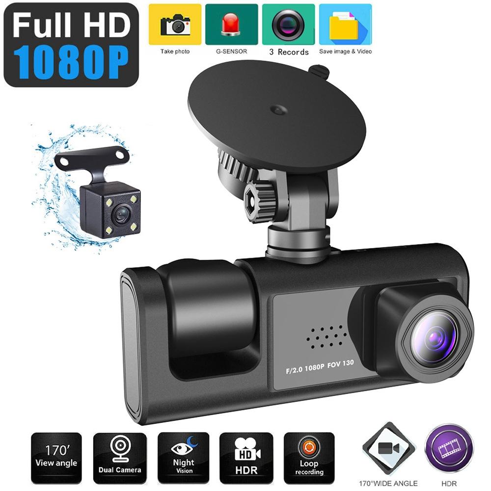 HD Night Vision Car Driving Recorder with 3 Lenses