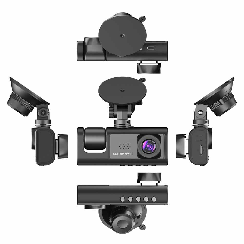 HD Night Vision Car Driving Recorder with 3 Lenses