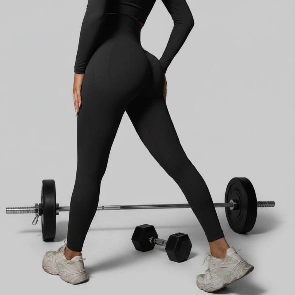 Women's Seamless Butt-Lifting Yoga Leggings | High-Waist Peach Hip Tights Black