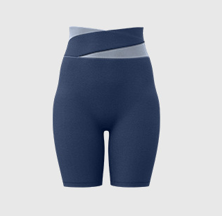 Block High-Waist Yoga Shorts - Premium Compression Activewear Blue