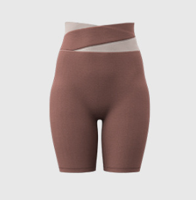 Caramel Color-Block High-Waist Yoga Shorts - Seamless Scrunch Butt Anti-Chafing Workout Shorts XXL