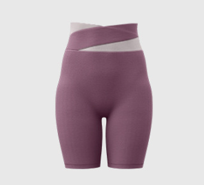 Purple Color-Block High-Waist Yoga Shorts - Seamless Scrunch Butt Anti-Chafing Workout Shorts M