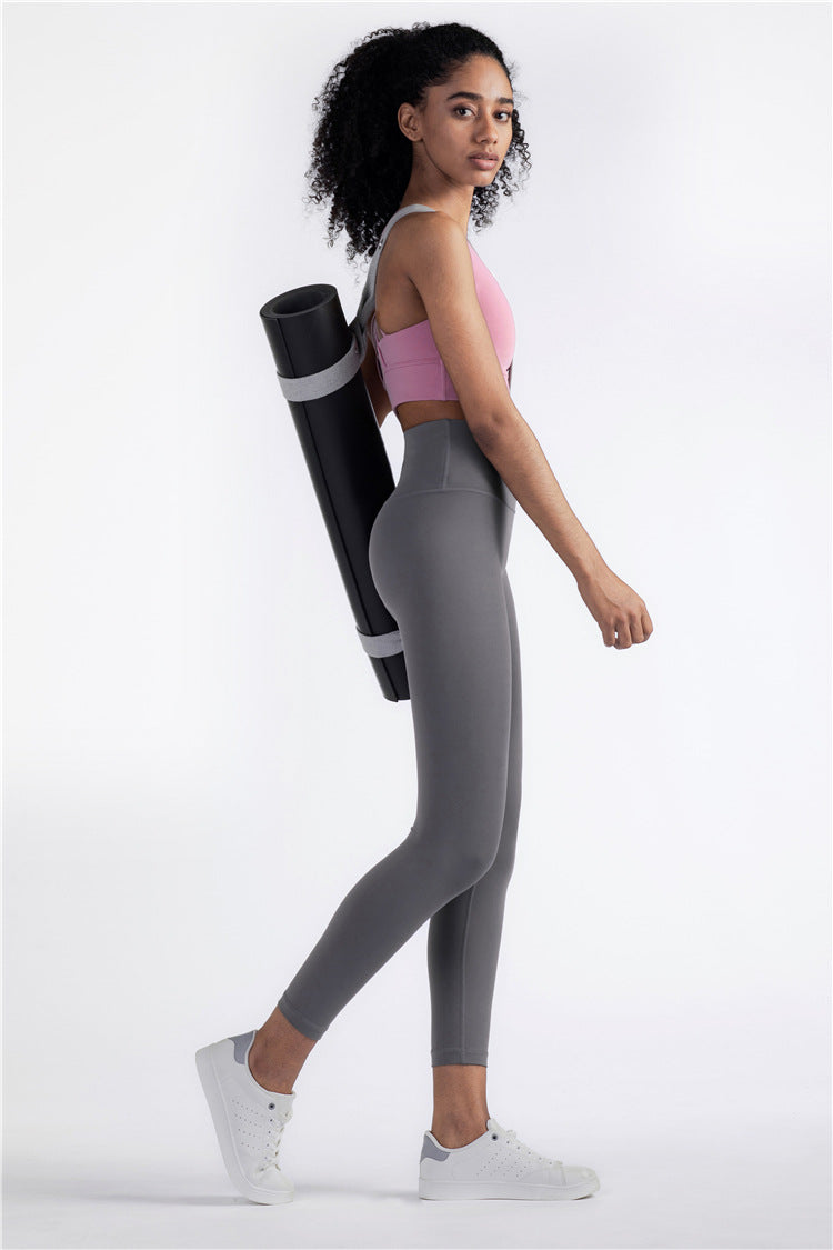 Size L Pink High-Waisted Seamless Yoga Pants for Women - Tummy Control, Butt Lifting & Back Waistband Pocket