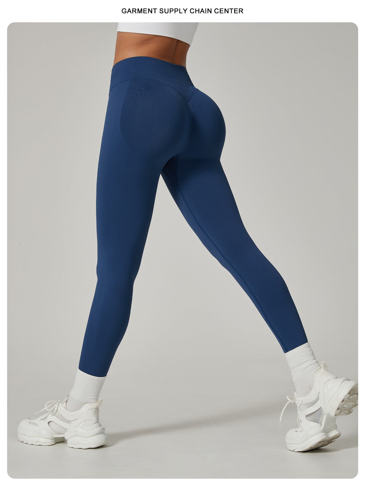 Women's High-Waisted Butt Lift Yoga Pants | Peach Hip Leggings Dark Blue