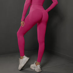 Size M Rose Red Seamless High-Waisted Yoga Pants for Women - Lift Workout Leggings for Running, Gym, and Fitness