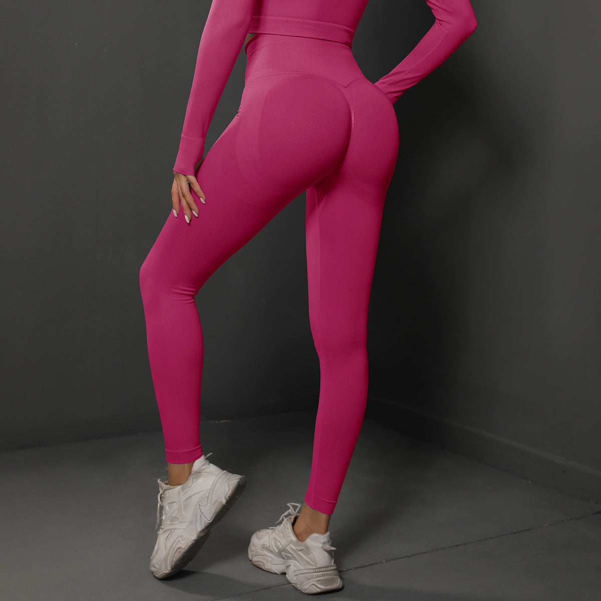 Size L Rose Red Seamless High-Waisted Yoga Pants for Women - Lift Workout Leggings for Running, Gym, and Fitness