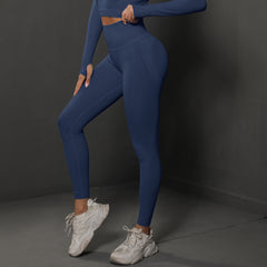 Size S Navy Blue Seamless High-Waisted Yoga Pants for Women - Lift Workout Leggings for Running, Gym, and Fitness