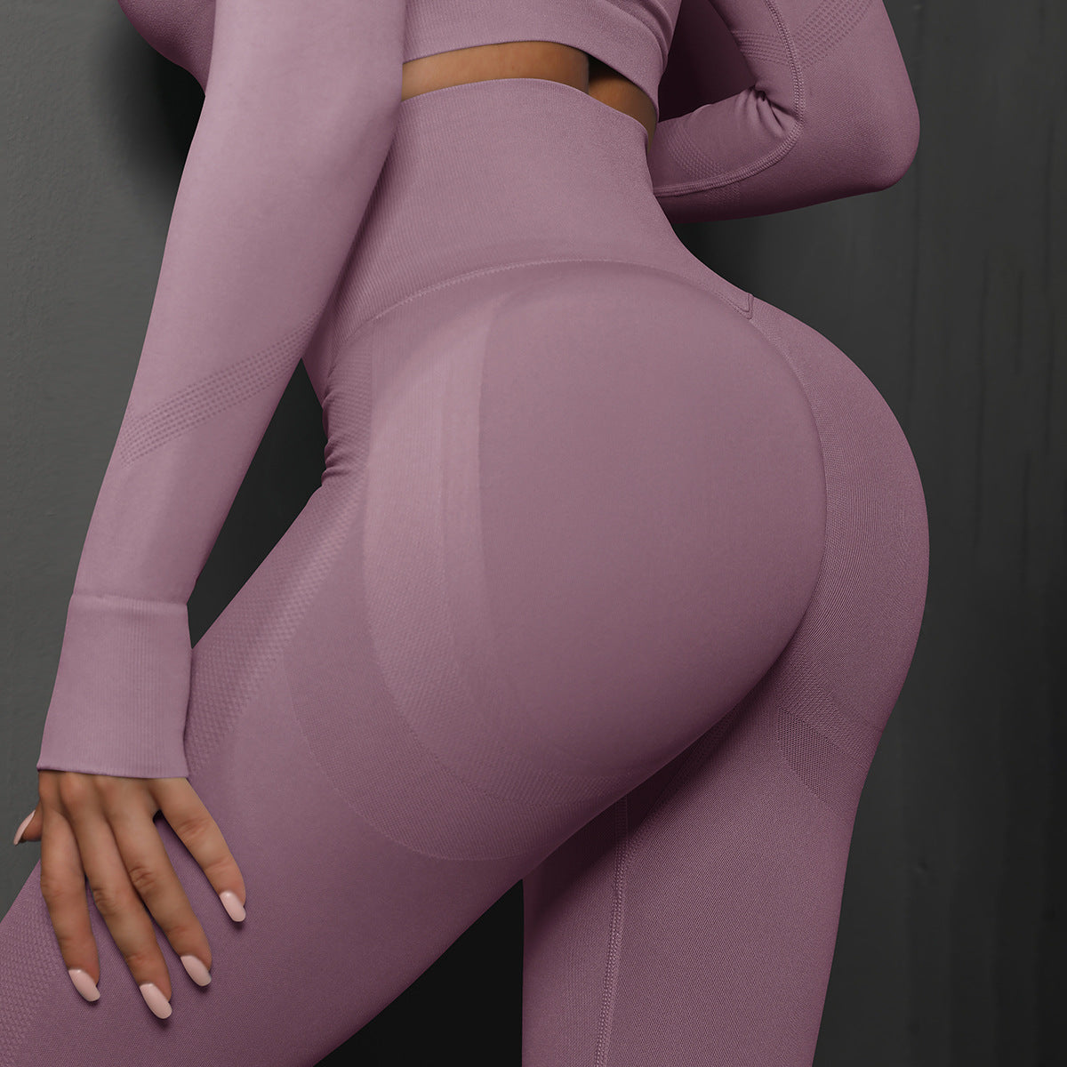 Size L Light Purple Seamless High-Waisted Yoga Pants for Women - Lift Workout Leggings for Running, Gym, and Fitness
