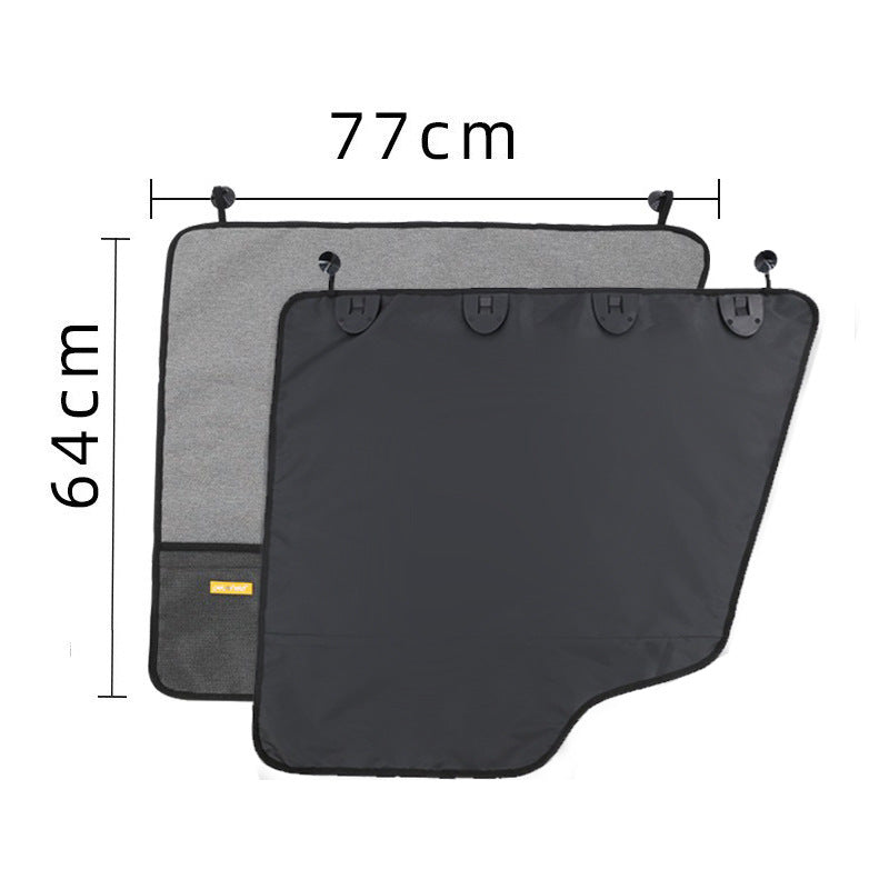 Pet Car Door Protector 77×64cm – Grey Waterproof Dog Barrier with Storage Pocket, Prevents Pets Jumping Out, Universal Fit for Cars, SUVs & Trucks