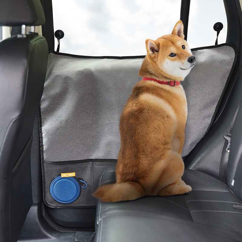 Pet Car Door Protector 77×64cm – Grey Waterproof Dog Barrier with Storage Pocket, Prevents Pets Jumping Out, Universal Fit for Cars, SUVs & Trucks