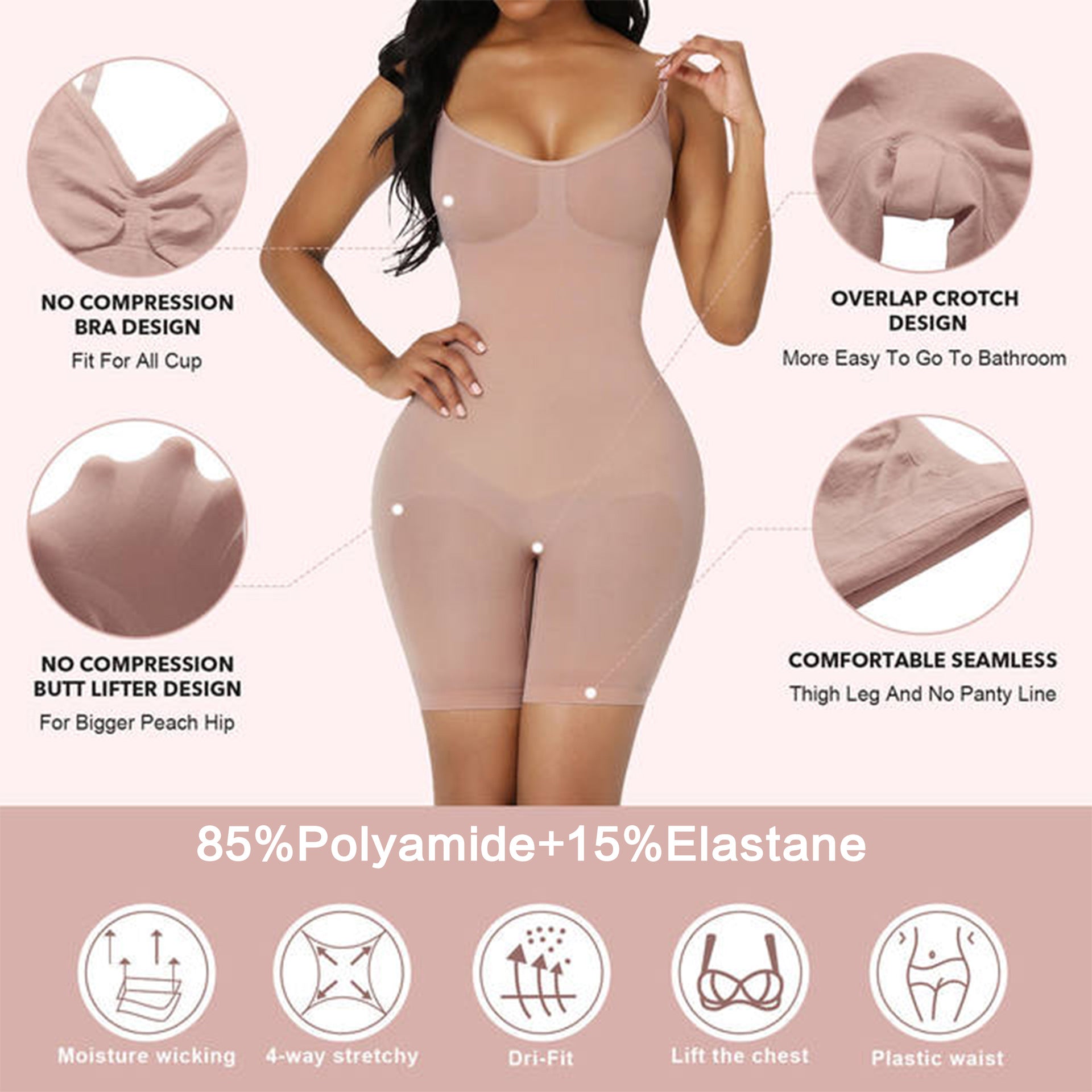 Seamless Full Body Shaper for Women - Tummy Control Bodysuit with Butt Lifter & Thigh Slimmer