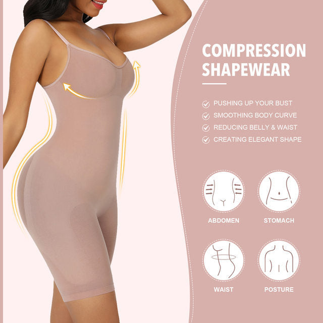 Seamless Full Body Shaper for Women - Tummy Control Bodysuit with Butt Lifter & Thigh Slimmer