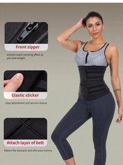 Size XXXL Black Womens Sweat-Enhancing Waist Trainer Belt - Dual Strap Zipper Tummy Control Cincher for Workout & Postpartum Shaping