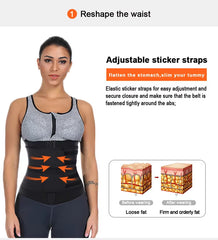 Size 5XL Black Womens Sweat-Enhancing Waist Trainer Belt - Dual Strap Zipper Tummy Control Cincher for Workout & Postpartum Shaping