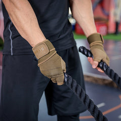 Size L Black Heavy Duty Workout Gloves with Wrist Support - Anti-Slip Gel Padded Gym Gloves for Weightlifting, Training & Fitness